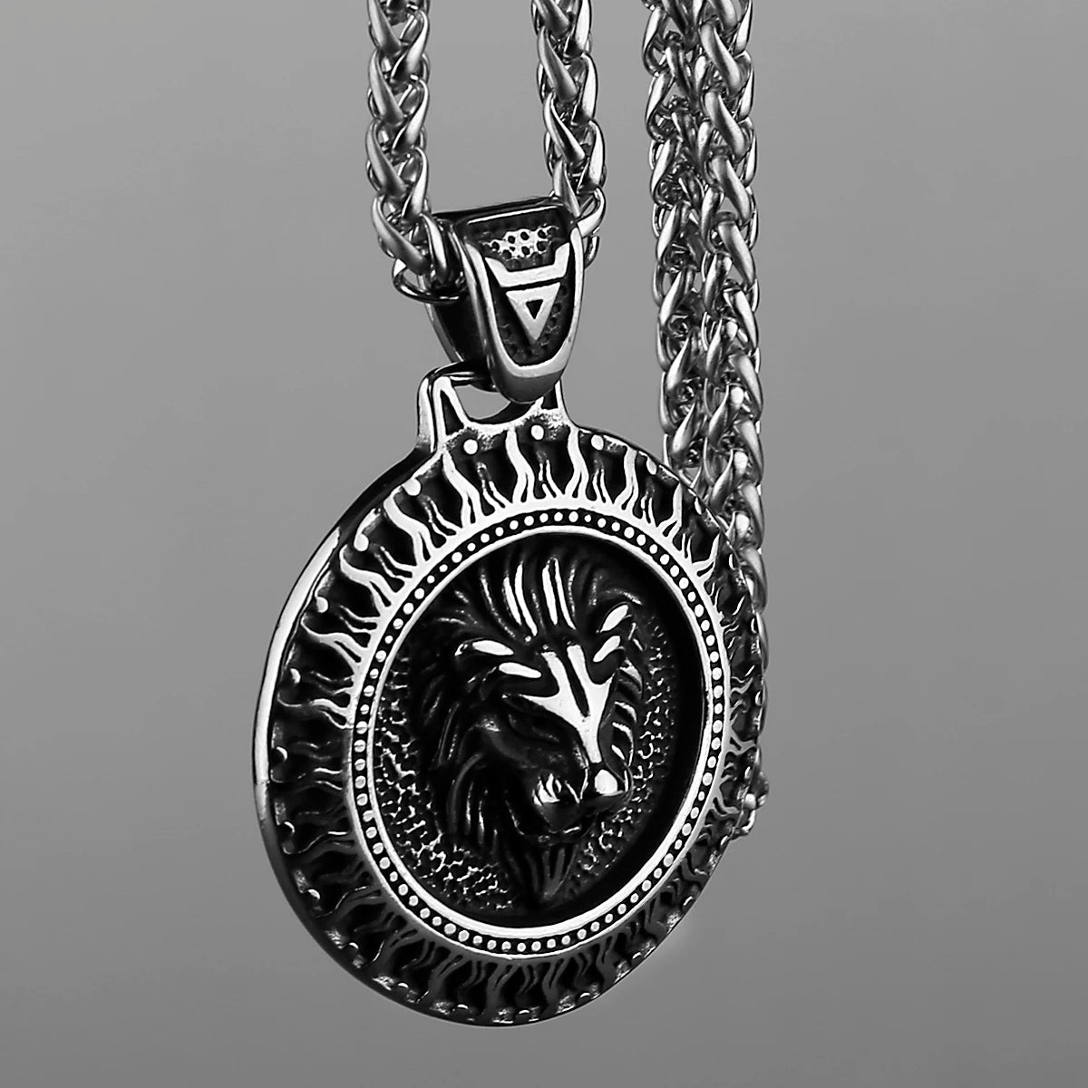 Slavic Sun Lion Amulet Pendant — Stainless Steel