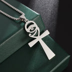 Stainless Steel Ancient Egyptian Ankh Cross Life Key Totem Necklace Men and Women Lucky Amulet Jewelry
