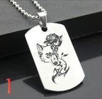 Wolf Dog Tag Pendant Necklace — Stainless Steel