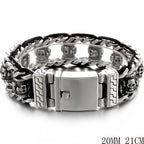 Cool Men‘s Stainless Steel Braided Rope Dragon Bone & Skull Head Bracelet for Man Religious Scripture Bracelets