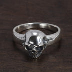 S925 Sterling Silver Vintage Skeleton Ring for Men Skull Punk Hip Hop Rock Ring Retro Simple Style Jewelry