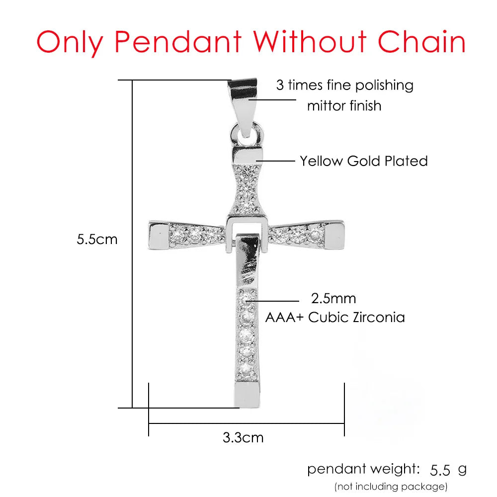 Cross Pendant Rope Chain Necklace Stainless Steel