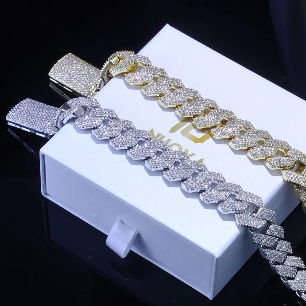 Rose Gold Cuban Bracelet Iced Out 15MM 4-Row