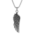 Silver Feather Wings Angel Pendant Necklace