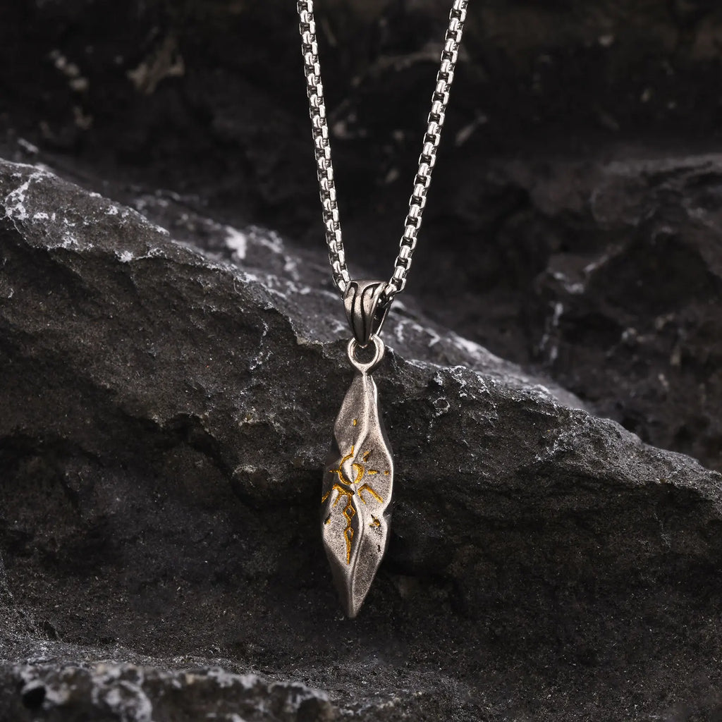 Lion Head Stone Pendant Necklace