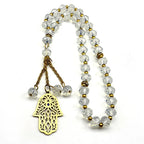 Vintage Hamsa Beaded Pendant Necklace — Steel