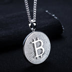 Iced Out Bitcoin Pendant — 925 Silver