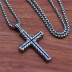 Twisted Cross Stainless Steel Pendant Necklace