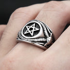 Vintage Fashion Stainless Steel Pentagram Rings For Men Women Gothic Biker Goat Devil Demon Ring Party Jewelry Gifts Wholesale