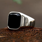 Iced Out Black Ring Zircon Agate Stone High Wedding