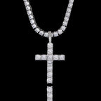 Fashion Simple Bling Cross Jewelry Iced Out Cubic Zirconia Diamond 18k White Gold Plated Cross Pendant Necklace For Men Women