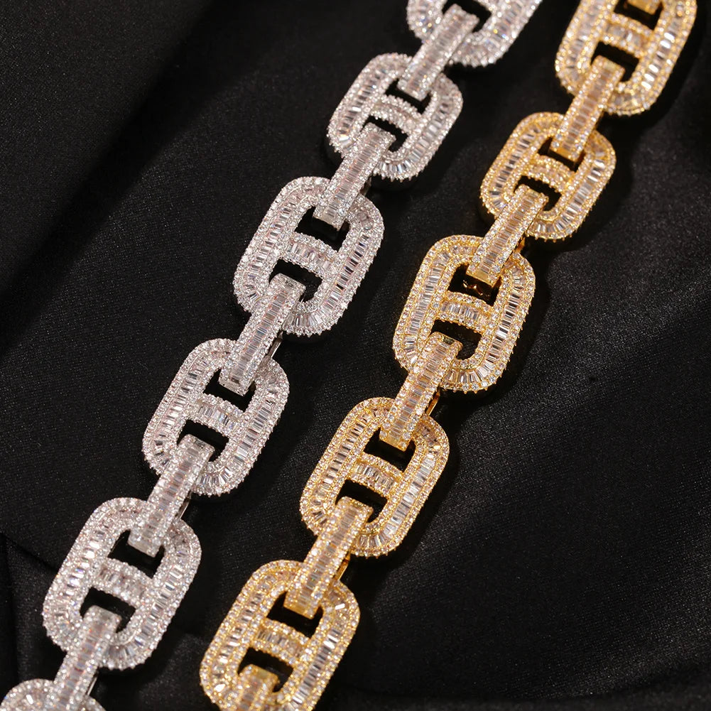 Uwin Miami Necklaces 15mm Cuban Link CZ Baguette Prong Setting  Iced Out Zircon Pave Luxury Bling Jewelry Fashion Hiphop For Men