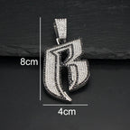 Hip Hop Big White Black Rhinestone Initial Letter B Pendant Necklace HipHop Iced Out Bling Necklaces Men Women Fashion