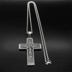 Russian Orthodox Crucifix Pendant Necklace — Stainless Steel