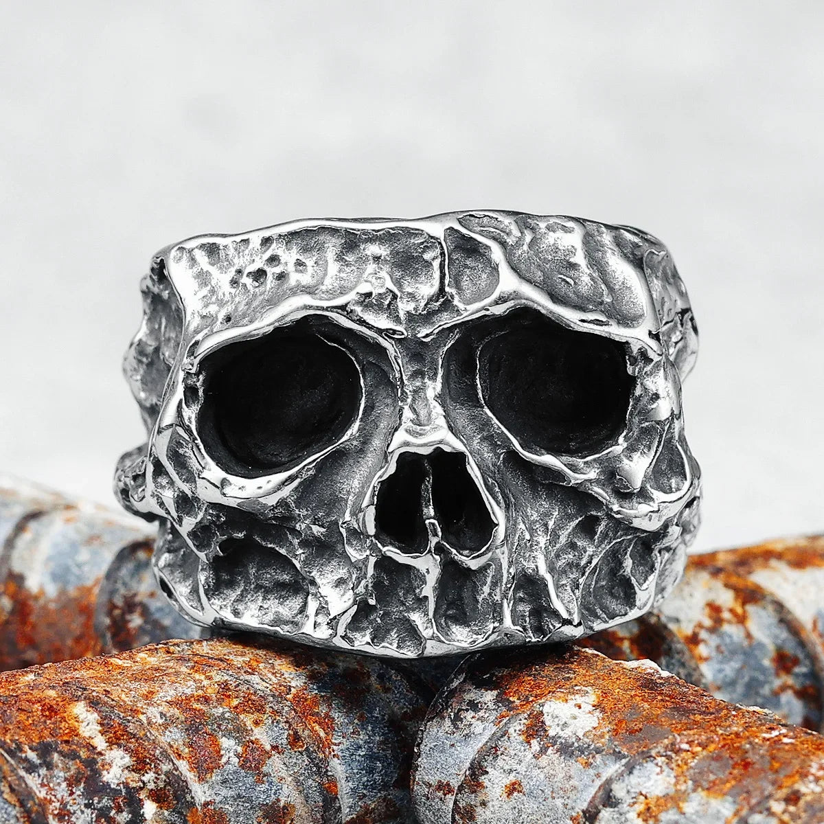 Broken Skull Cranium Ring — Stainless Steel