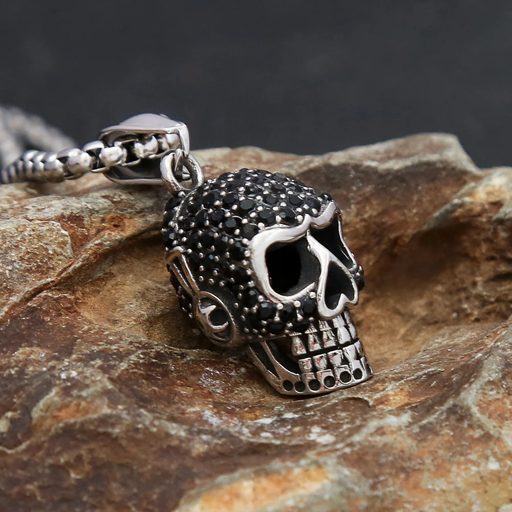 Skull Black Pendant Vintage Stone Punk