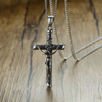 Vnox Cross Necklace for Men Women,Catholicism Jesus Pendant,Gold Color Stainless Steel Unisex Collar,Church Prayer
