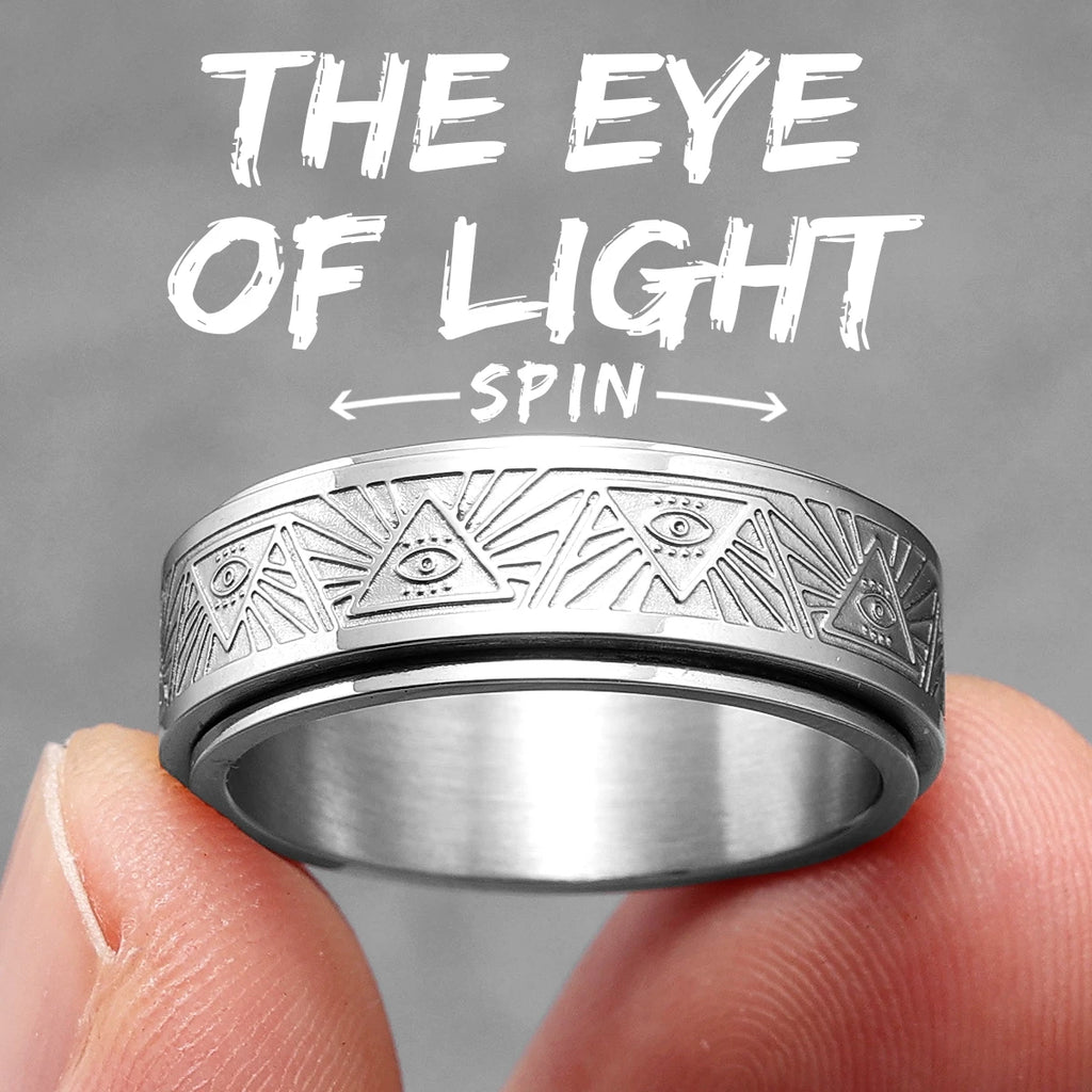 Illuminati Eye Spinner Ring — Stainless Steel