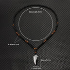 Wood Bead Arrow Pendant Necklace 8mm for Men — Black-Tone