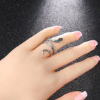 Vintage Coiled Snake Ring — Silver-Tone, Scale Texture