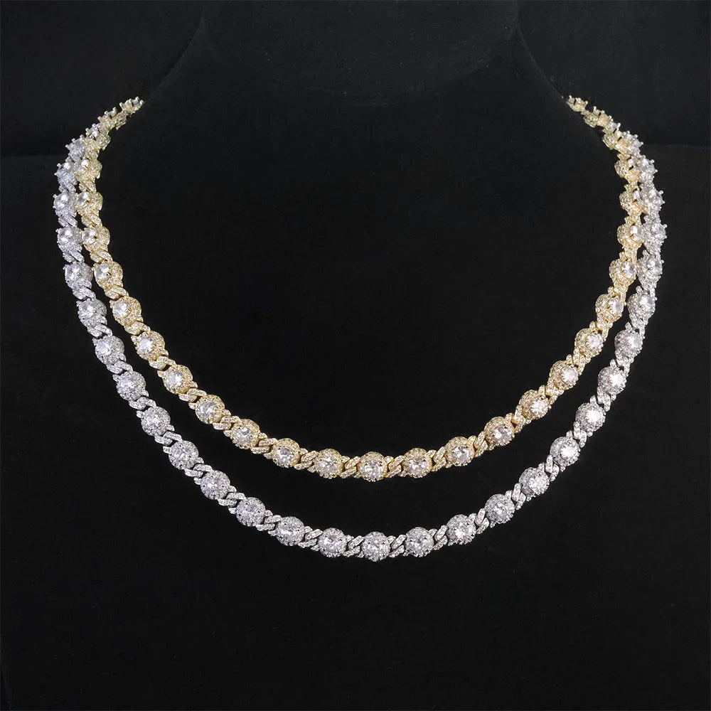 Iced Out Cuban Chain Necklace Stainless Steel Bead