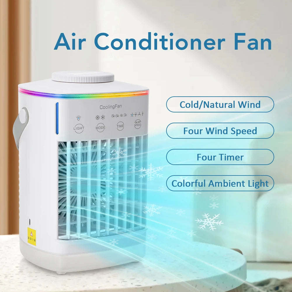 Small Space Air Conditioning for Home Rechargeable Portable Summer Desktop Air Cooler Spray Fan Moist Clean Air for