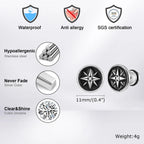 Iced Out Compass Star Stud Earrings — Stainless Steel