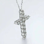 Full Moissanite Cross Pendant Original Sterg Sliver Chain Plated White Gold Fine Necklace For Women Jewelry