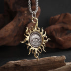 Retro Gothic Blue Evil Eye Protection Pendant Necklace for Men Boys Biker Amulets Punk Jewelry Gifts