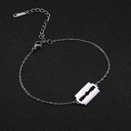 Razor Blade Figaro Chain Bracelet for Men — Stainless Steel