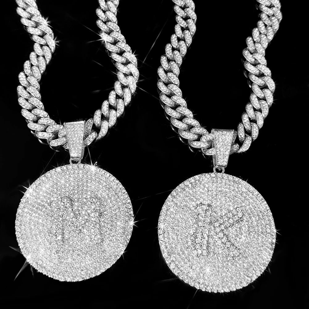 Initial Letter Pendant Necklace — Miami Cuban Chain