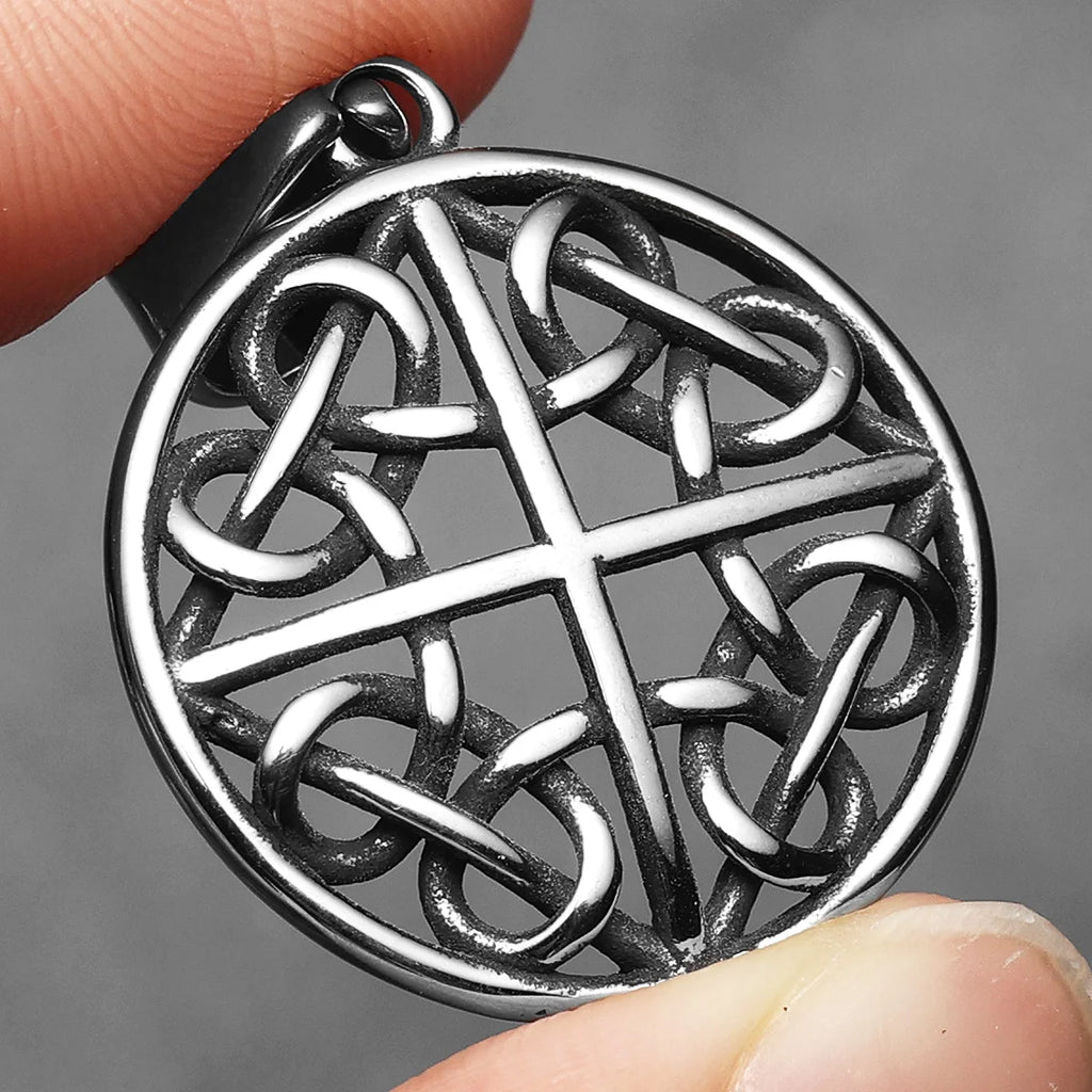 Viking Hollow Celtic Knot Pendant Necklace — Stainless Steel