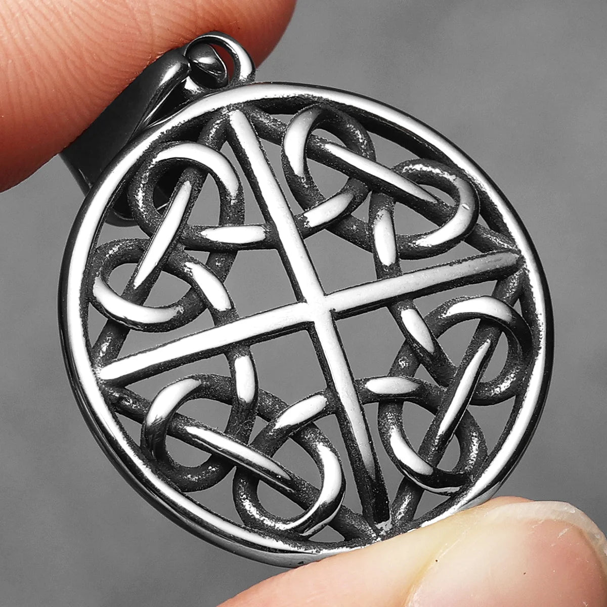 Viking Hollow Celtic Knot Pendant Necklace — Stainless Steel