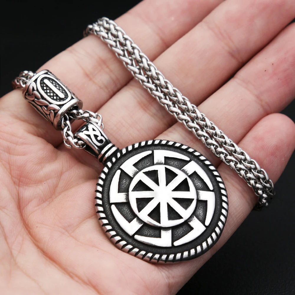 Nordic Steel Pendant Slavic Kolovrat 316L Vintage