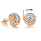 Iced Out Round Stud Earrings — Gold
