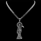 Holy Saint Death Santa Muerte Grim Reaper Necklace for Men Stainless Steel Silver Color Male Necklaces Jewelry Gift NZZ518S05
