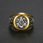 Masonic Iced Out White CZ Ring — Stainless Steel