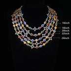 Gold Iced Out Chain Necklace Colored Gemstone