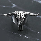 Men Gothic 316L Stainless Steel Bull Skull Ring Punk Rock Biker Bull Head Animal Ring Cool Fashion Jewelry Gift Drop