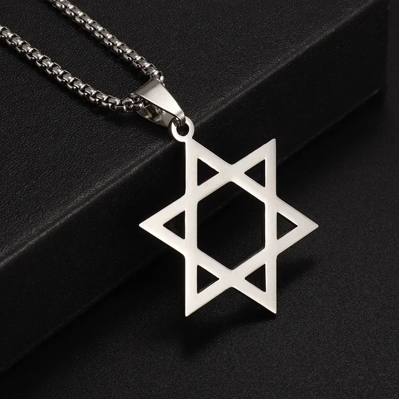 Stainless Steel Solomon Religious Seven Archangels Compass Pendant Necklace Men's Retro Lucky Amulet Jewelry