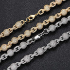 Iced Out Bead Choker Necklace 10.5MM Stainless Steel