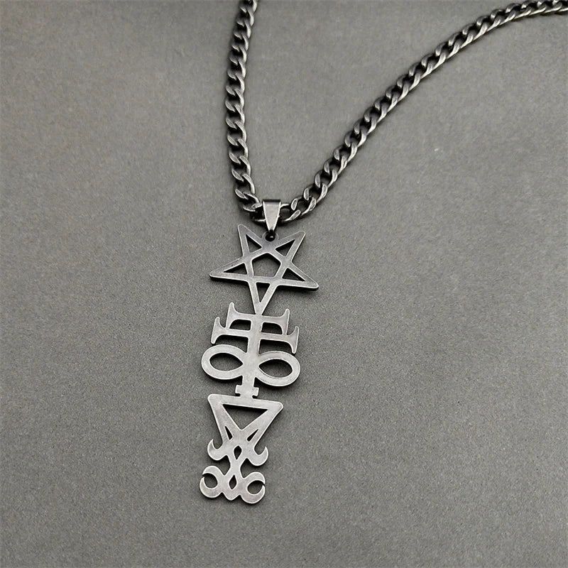 Satanic Cross Pendant Necklace — Stainless Steel