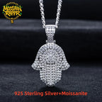 Iced Out Hamsa Pendant — 925 Silver