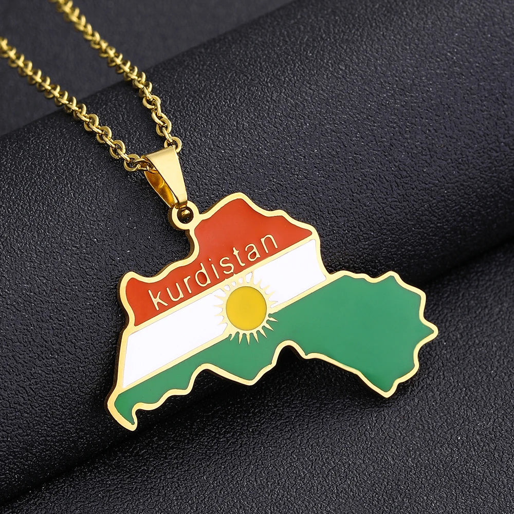 Kurdistan Map Pendant Necklace — Stainless Steel