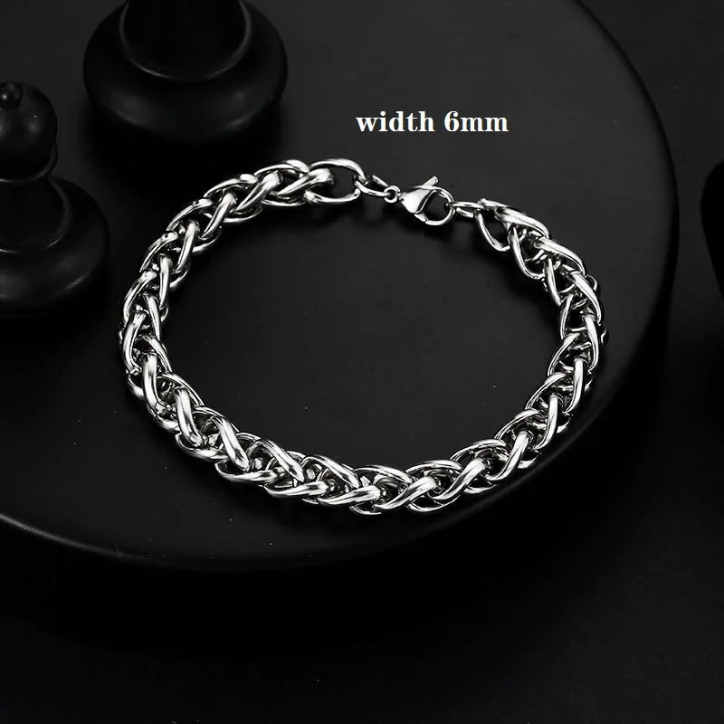 2022 New Trendy 316L Stainless Steel Base Chain Bracelet for Men Women Link Cuban Byzantine Coffee Beans Pig Nose Jewelry Gift