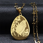 Catholic Saint Benedict Medal Stainless Steel Necklace for Women Men Gold Color Jesus Cross Chain Jewelry san benito