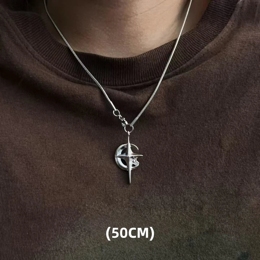 Titanium Steel Double-layer Moon Star Necklace Luxury Clavicle Chain Hip Hop Non Fading Couple Jewelry New Unisex  Punk Gift