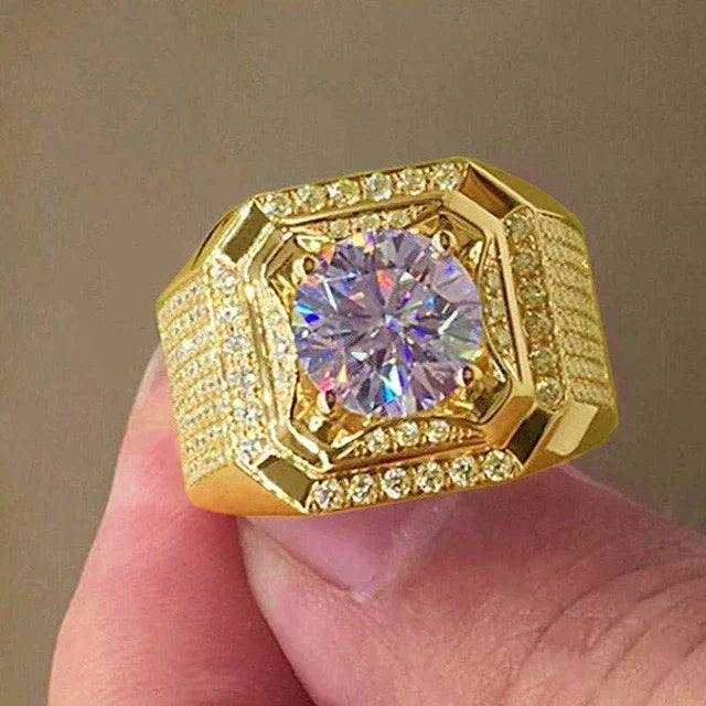 Milangirl Big Hip Hop Rhinestone Men Out Bling Square Ring Pave Setting CZ Wedding Engagement Rings Top Quality