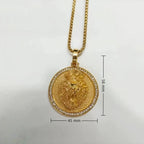 Punk Big Round Lion Head Pendant Male Gold Color Stainless Steel CZ Animal Necklaces For Men Fashion Party Jewelry Gift 2025