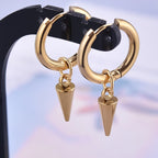 Spike Cone Drop Huggie Hoop Earrings for Men — Stainless Steel